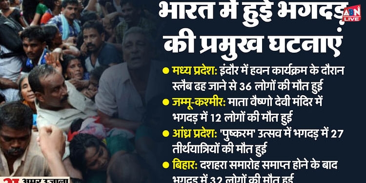 Stampede: सतारा में 340, इंदौर में 36; देश में बीते 20 साल में भगदड़ से जुड़े हादसों में सैकड़ों मौतें, जानें