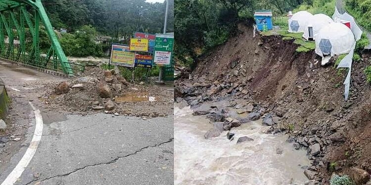 Rainfall: तुंगनाथ घाटी में मूसलाधार बारिश से भू-धंसाव, केदारघाटी को जोड़ने वाले कुंड पुल पर भी खतरा, तस्वीरें