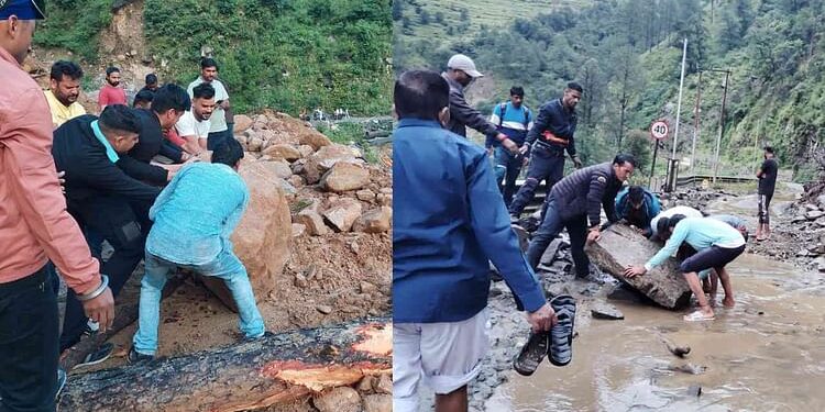 उत्तराखंड: गंगोत्री-यमुनोत्री और बदरीनाथ हाईवे बोल्डर-पत्थर आने से जगह-जगह बंद, फंसे लोग रास्ता खोलने में जुटे