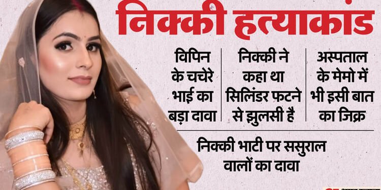 निक्की हत्याकांड में नया मोड़: अस्पताल ने बताया सिलेंडर फटने से झुलसी थी, फिर क्राइम सीन से किसने मिटाए सबूत?