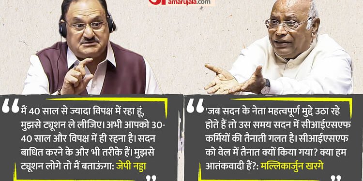 सीआईएसएफ कर्मियों की मौजूदगी पर रार: खरगे बोले- क्या हम आतंकवादी हैं? नड्डा का जवाब- मुझसे ट्यूशन ले लीजिए