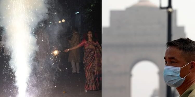 आतिशबाजी के बीच धुएं से घिरी दिल्ली: 36 एक्यूआई स्टेशन रेड जोन में पहुंचे, कई इलाकों में आंकड़ा 400 पार