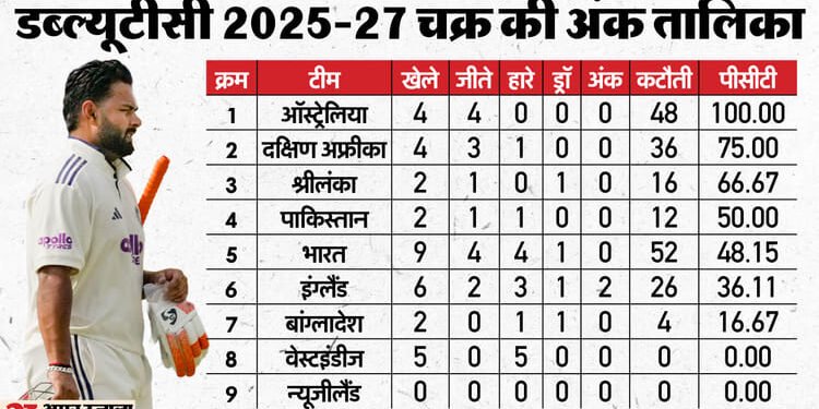 WTC Points Table: टेस्ट सीरीज में करारी हार से भारत को हुआ बड़ा नुकसान, तालिका में पाकिस्तान से भी नीचे पहुंचा