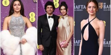 बाफ्टा अवॉर्ड के रेड कारपेट पर उतरीं आलिया भट्ट, मर्लिन मुनरो से इंस्पायर्ड रहा लुक; फरहान अख्तर भी आए नजर