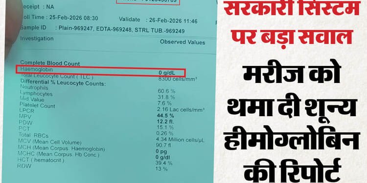 महिला का खून हुआ पानी!: जिला अस्पताल से आई शून्य हीमोग्लोबिन रिपोर्ट, स्वास्थ्य विभाग में हड़कंप
