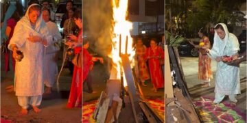 सोनाक्षी सिन्हा की मम्मी पूनम सिन्हा ने किया होलिका दहन, विधि-विधान से पूजा कर की प्रार्थना; वीडियो वायरल